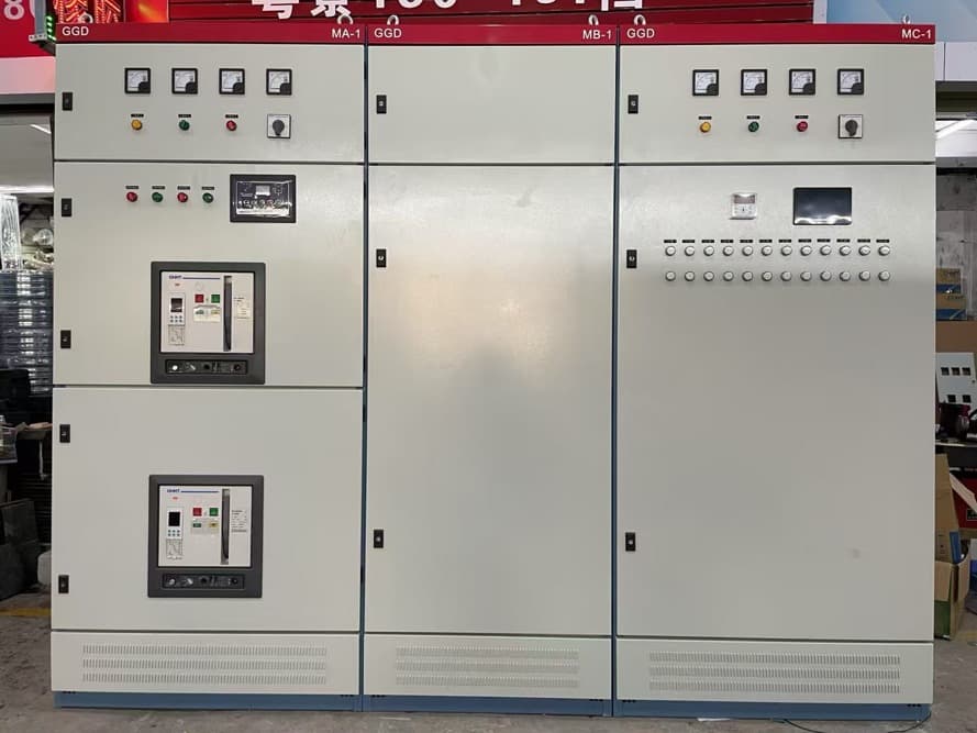 Main power distribution switchboard with metering and controls