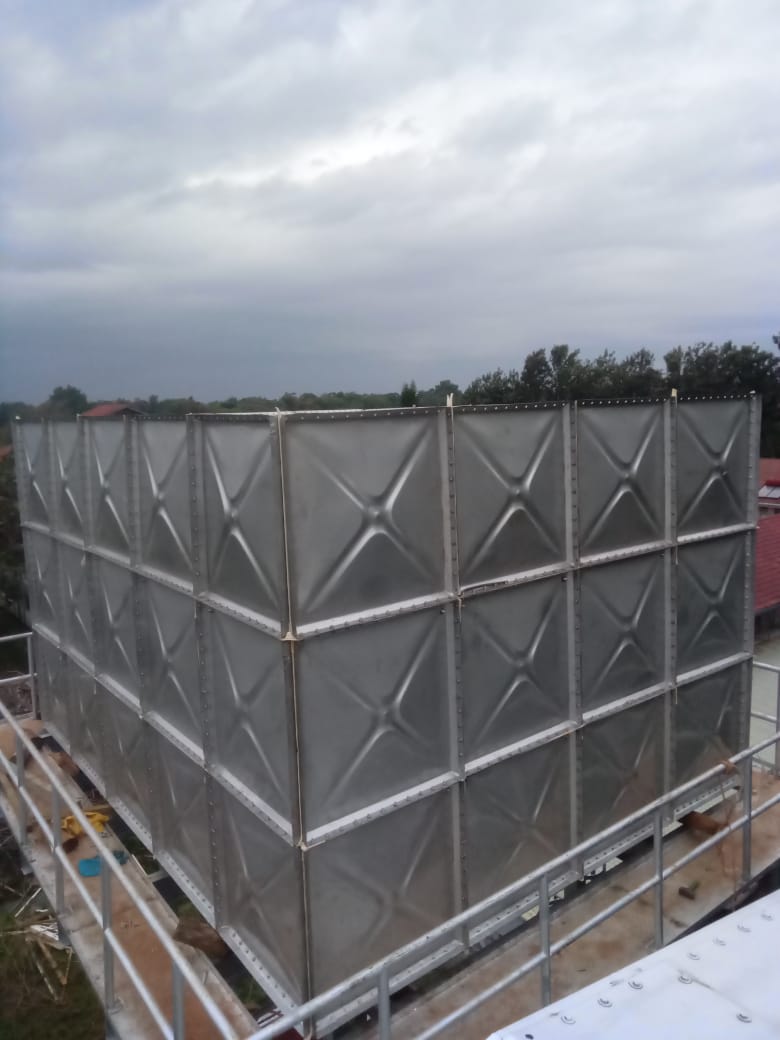 Installed stainless steel water storage tank at Don Bosco Utume